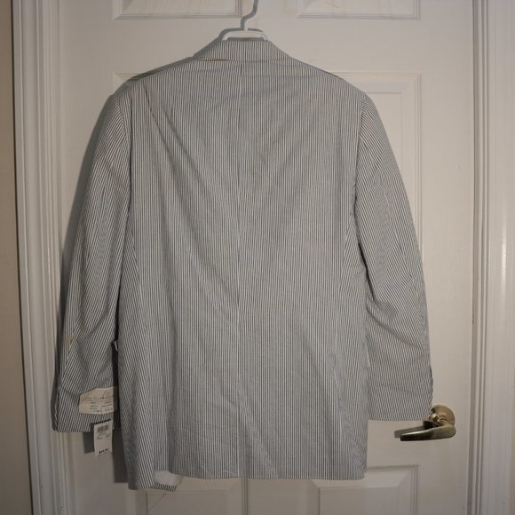 John Claredon Women 2PC Lapel Stripes Pants & Jacket Blue Size 38R NEW W/ TAGS - Picture 3 of 4